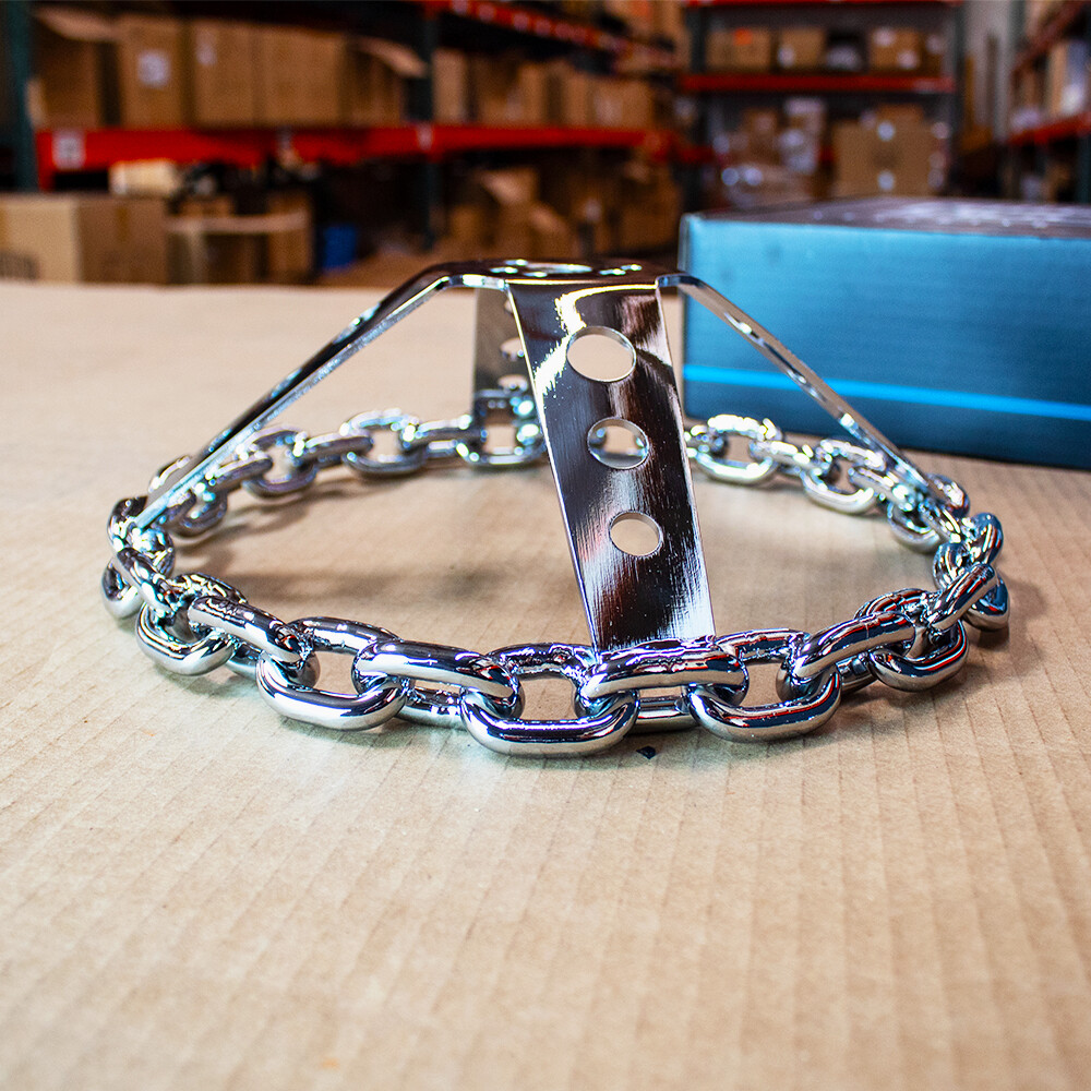 11 Inch Chrome Chain Steering Wheel with Cutout Spokes and Horn Button -3 Hole