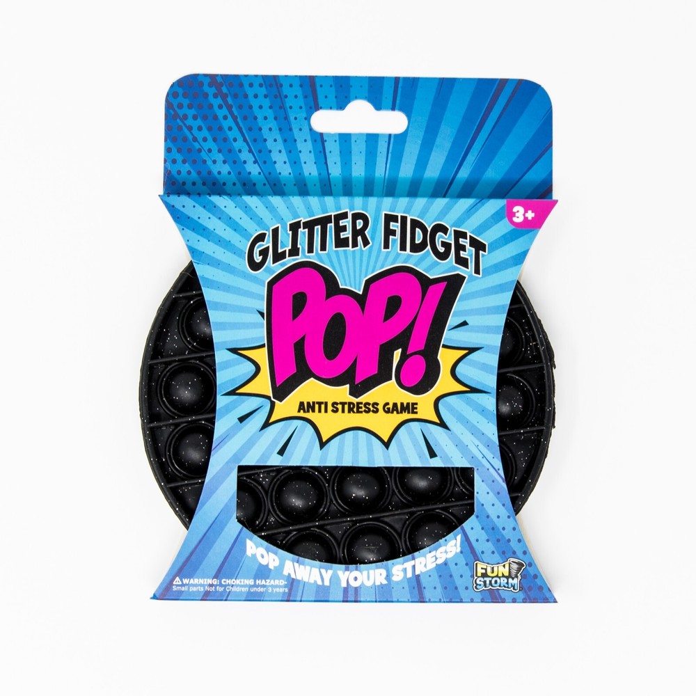 Fun Storm Fidget Pop Glitter Version Circle Red Black Yellow 3 Pack