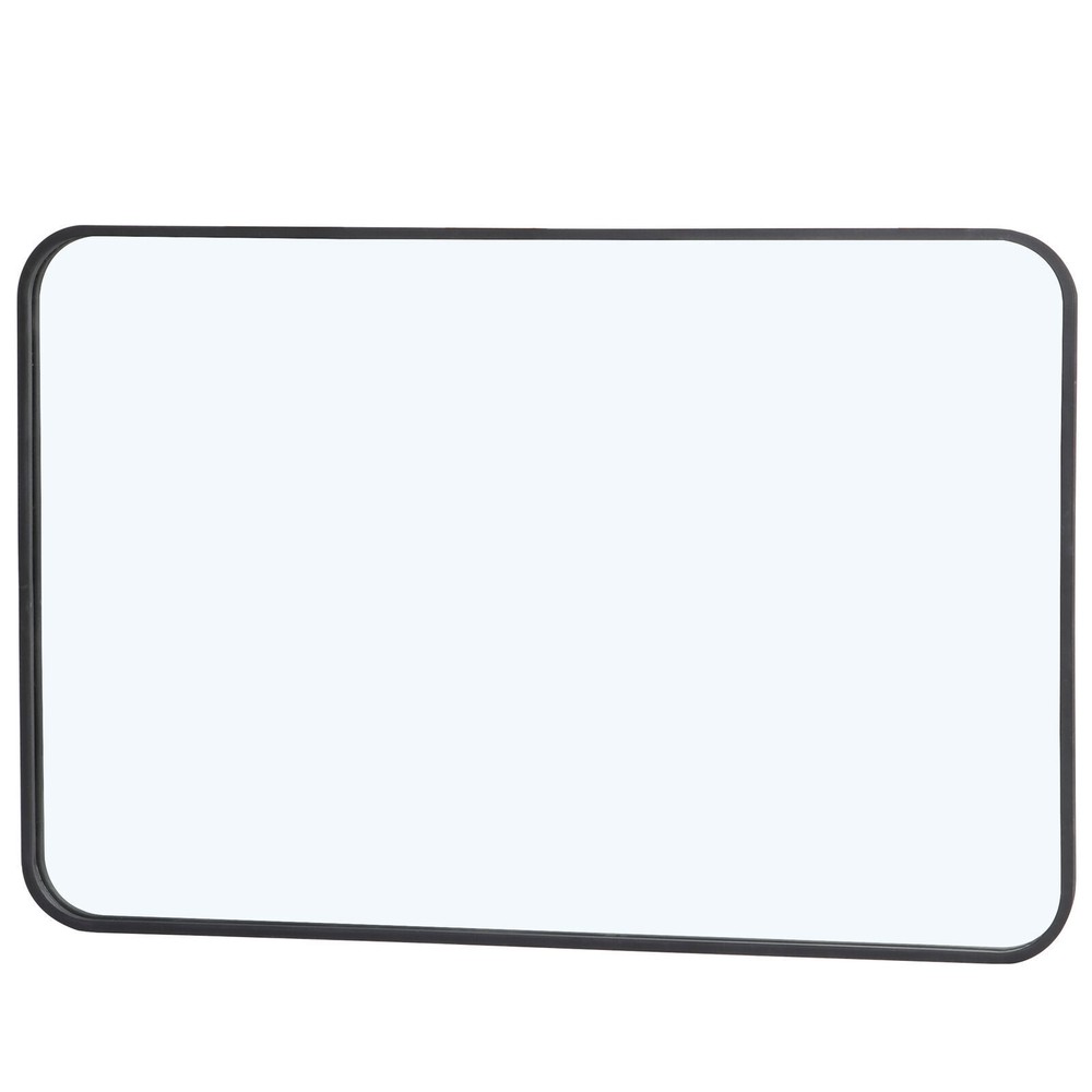 24" x 36" Rectangular Bathroom Mirror Wall Mount Mirror with Black Metal Framed