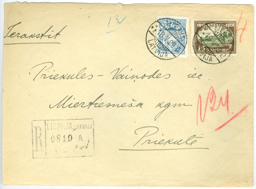 LATVIA: Registered cover 1929.