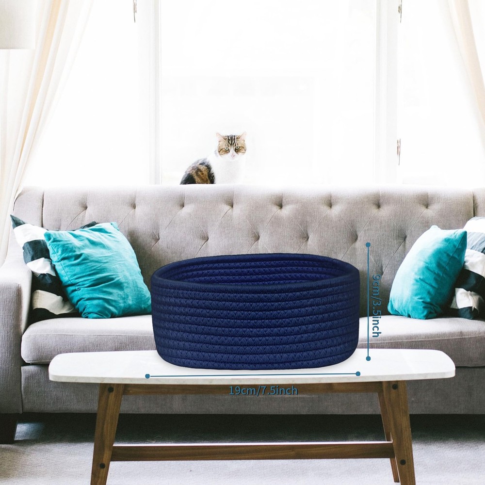 ABenkle 【2 Pack】 Small Woven Baskets, Tiny Oval Shallow Storage Baskets, Mini...