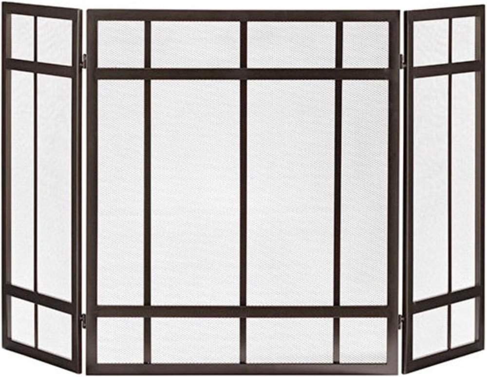 Mission Style 3-Panel Fireplace Screen