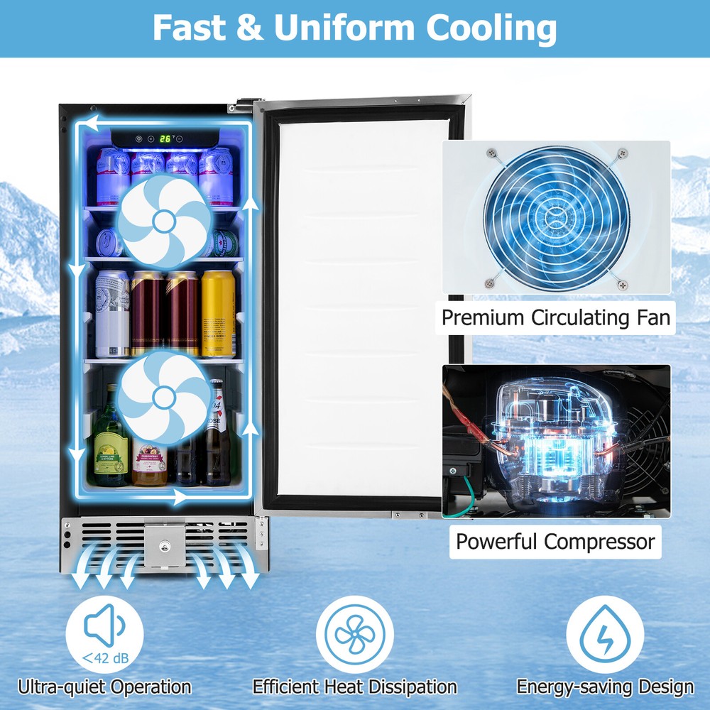 Compact Refrigerator Under-counter/Freestanding Fridge w/ Adjustable Temperature