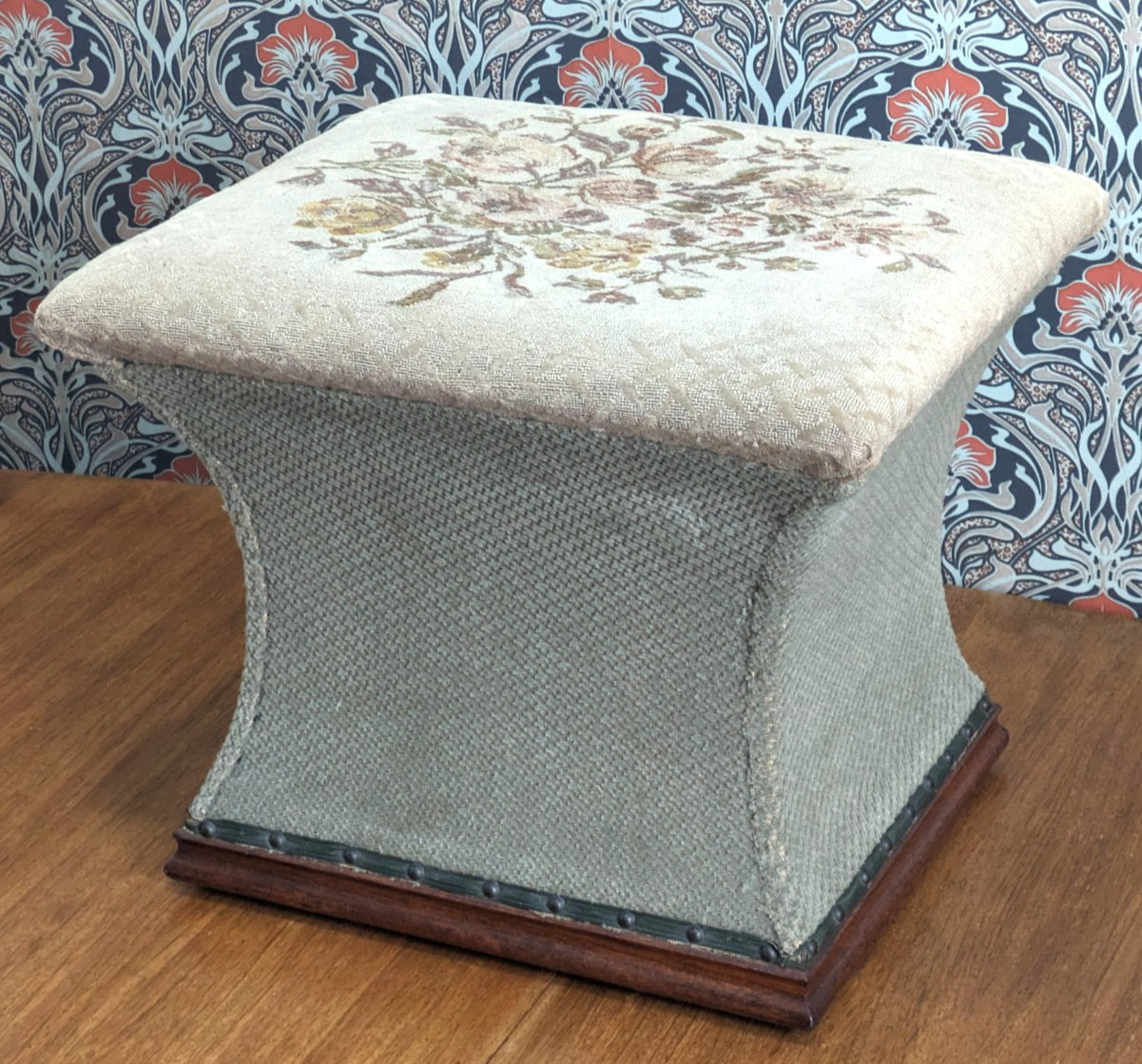 Victorian Upholstered Hourglass Ottoman Footstool Stool Antique 19th Century