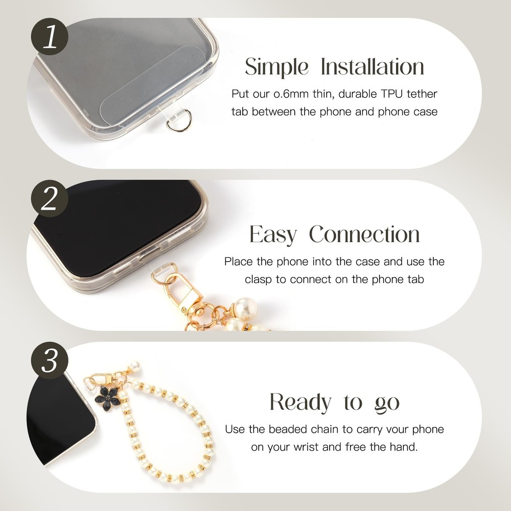 Fancy Beaded Cell Phone Wrist Strap, Hands-Free Cute Multicolor