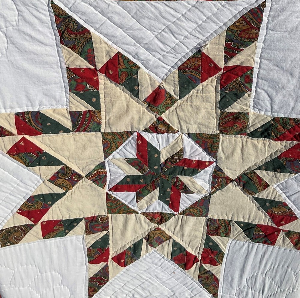 Heirloom Star Pattern Handmade Quilt/Wall Hanging 81" x 64" Multi-Colored