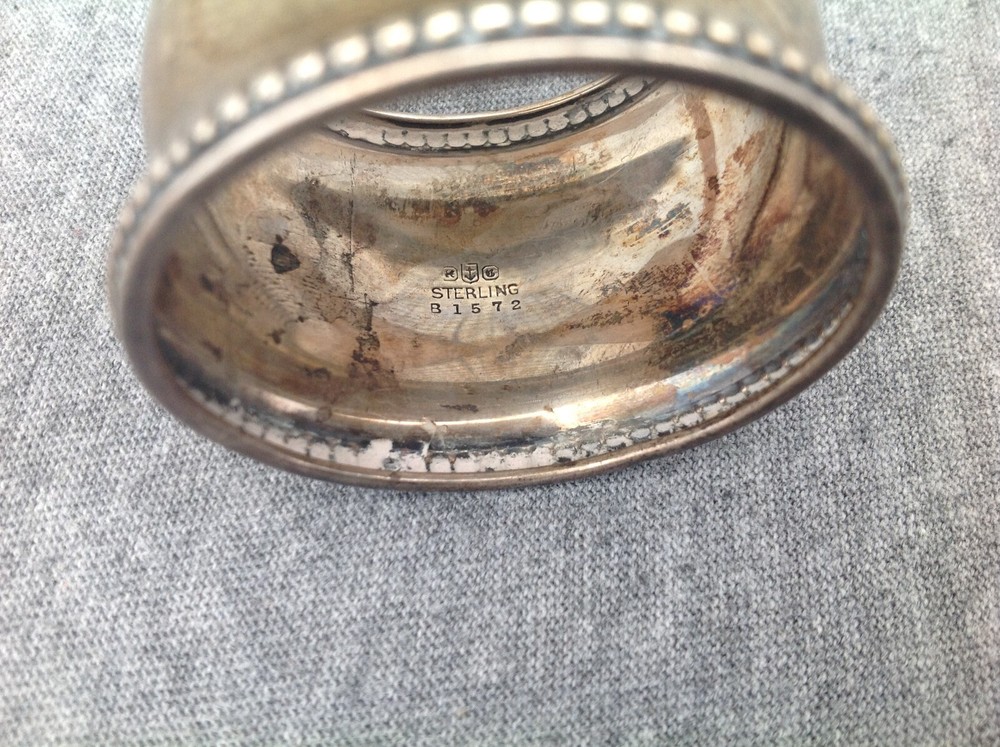 Hallmarked Sterling Silver Napkin Holder "John 1906"