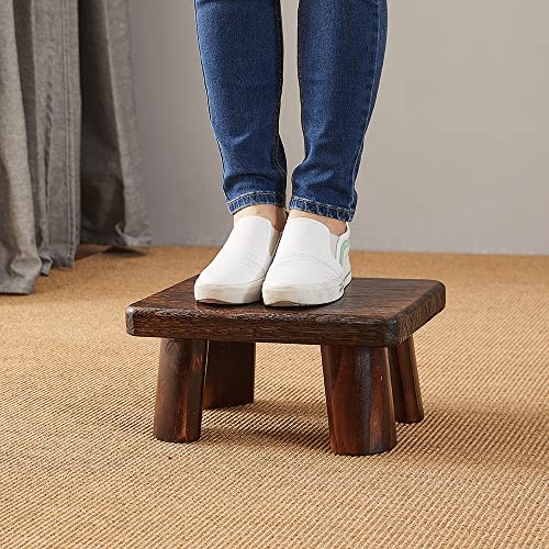 Wooden Stool, Rectangular Bedside Step Stool, Step Ladder for Kitchen &
