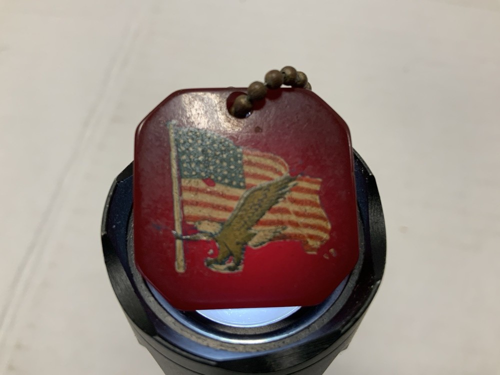 Unique Vintage Dark Red Bakelite/catalin American Flag/Eagle Keychain