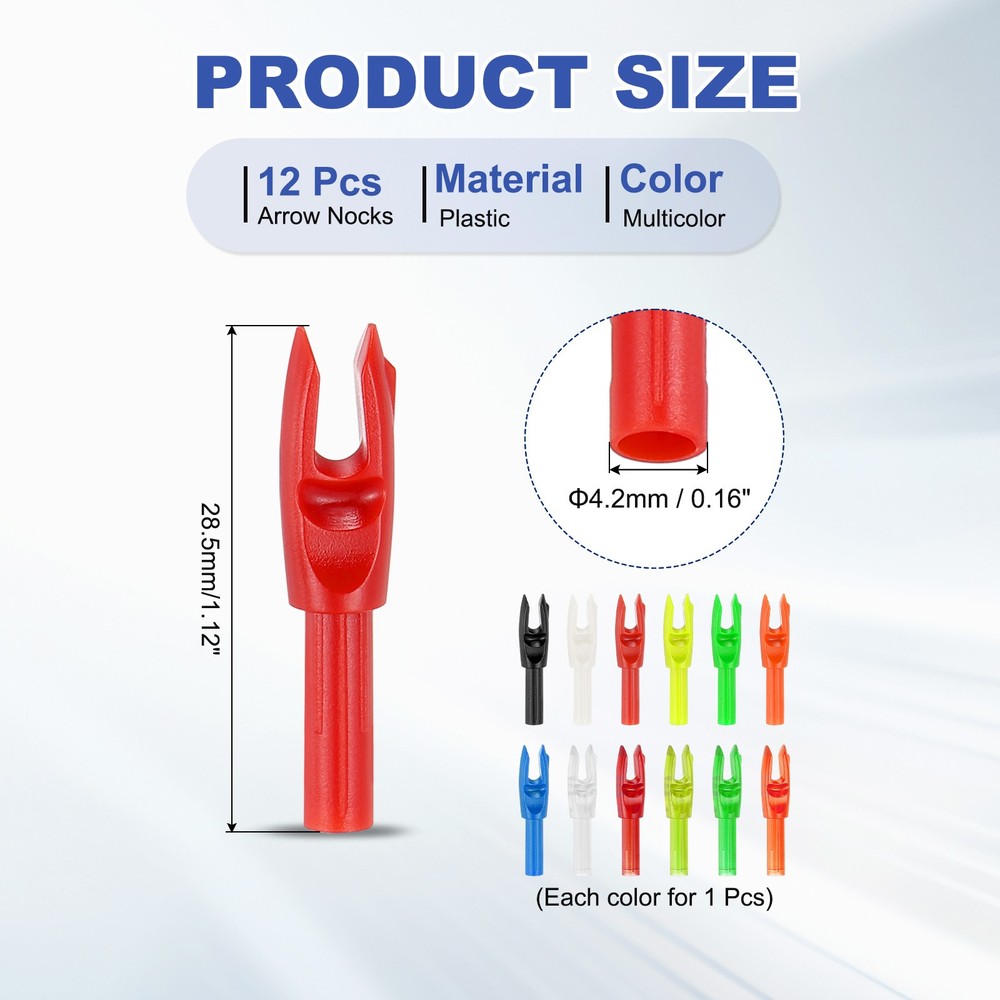 12 Pack Archery Arrows Nocks 4.2mm Plastic Insert Arrow Nock Multicolor
