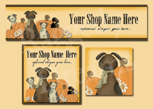 Ebay Store Billboard Banner Design & Matching Logo - Fall Pups Pumpkin Patch