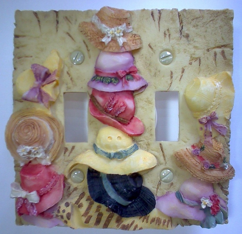 Resin Double Toggle Switchplate Featuring Colorful HATS! on a beach?