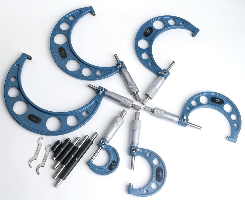 6PCS Outside Micrometer, 6” Micrometer Set, High Precision 0.0001” 0-1"/1-2"/...