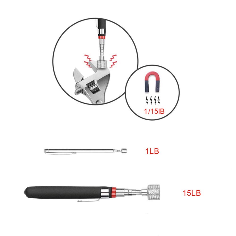 3 Pack Telescoping Magnet Pick-Up Tool Set Extendable Bendable Spring Magnet