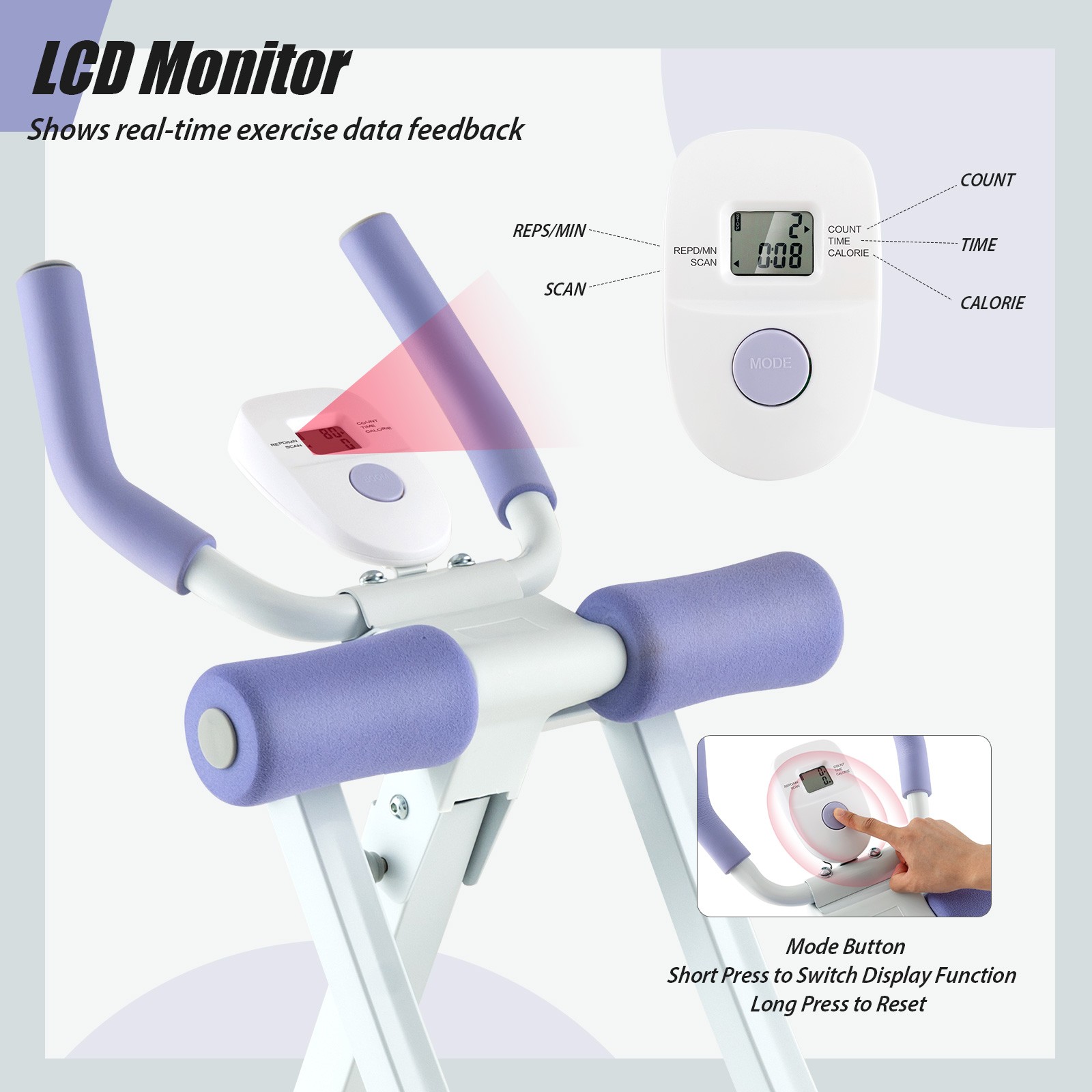 Adjustable Heights Ab Machine Foldable Core & Abdominal Workout Trainer Cruncher