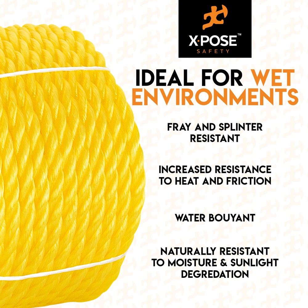 1200 ft Twisted Polypropylene Rope - 3/8" - Yellow Floating Poly Pro Cord