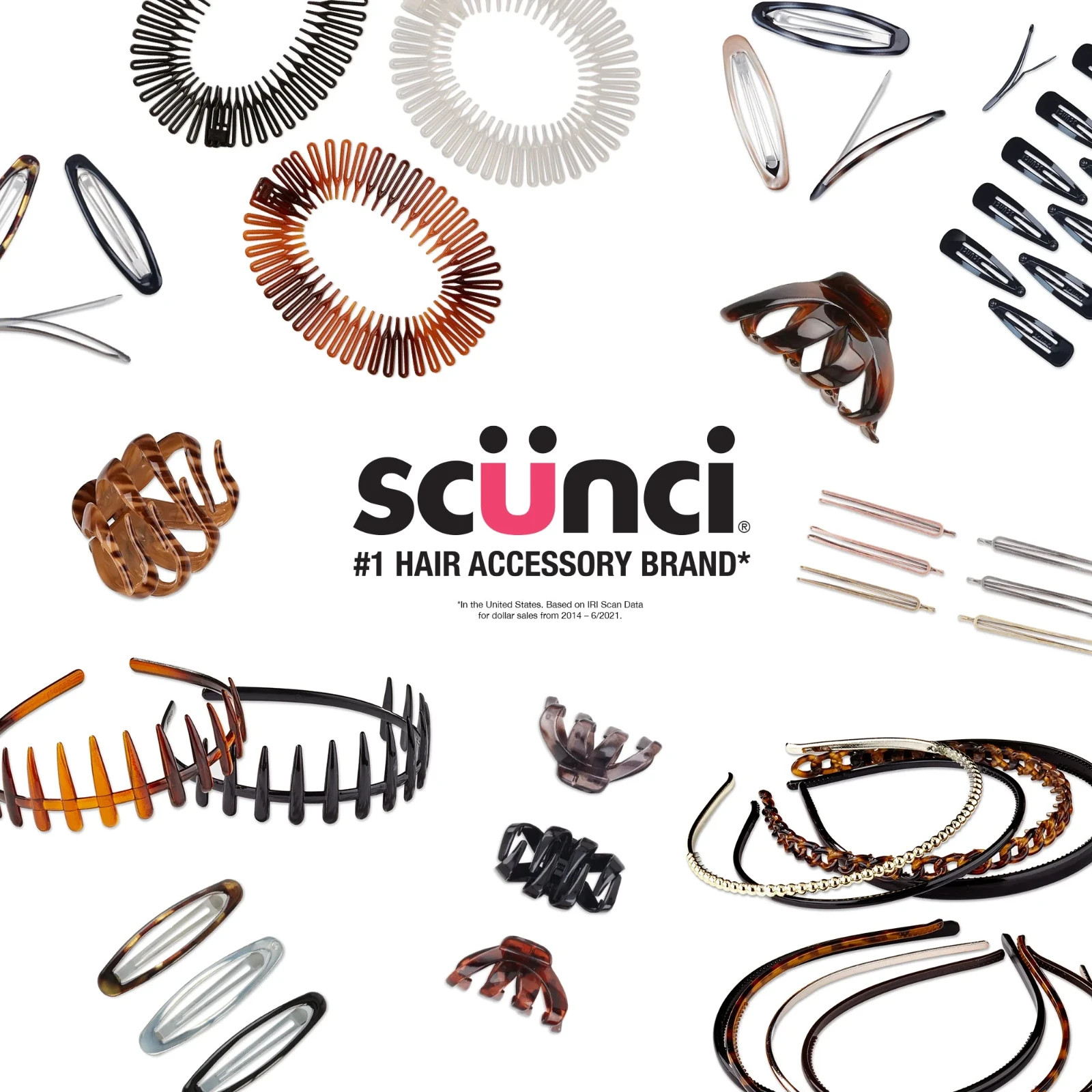 Scunci Plastic Side Hair Combs 12 Ct – Black, Clear & Tortoise Shell