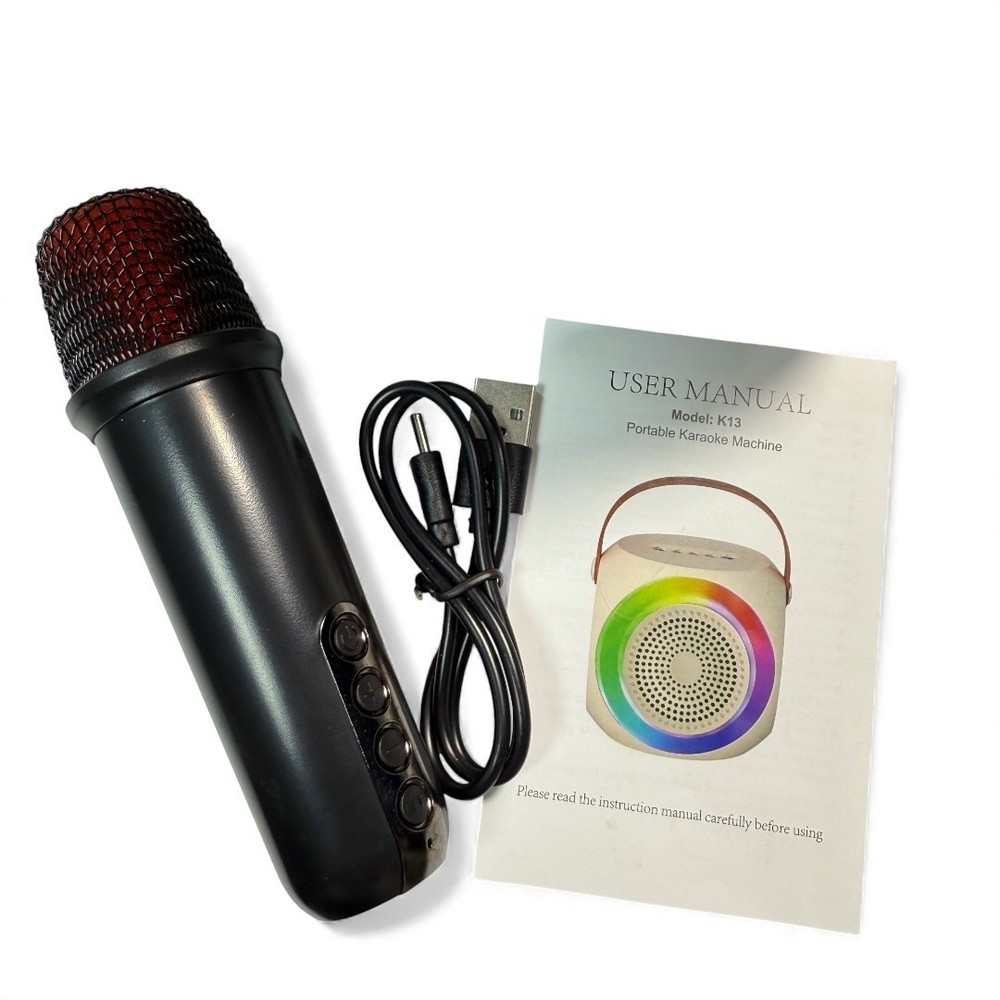 Portable Karaoke Machine with Microphone LED Lights USB Charging K13