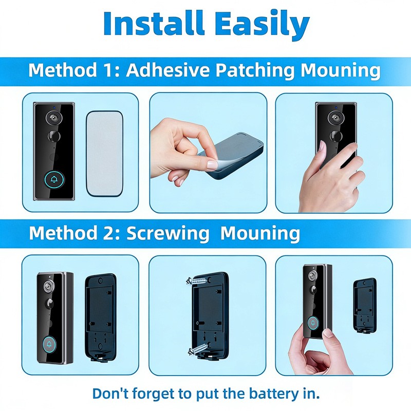 Smart Wireless WiFi Doorbell Camera Video Intercom Security PIR Human Detection
