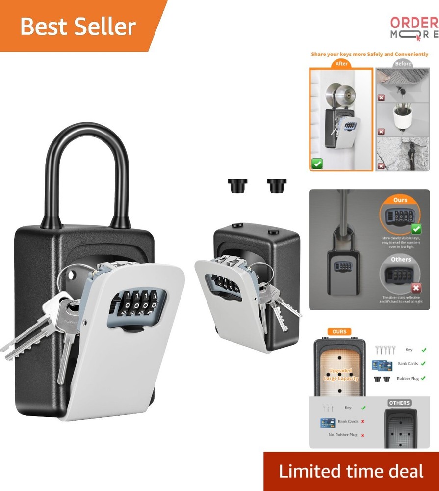 Portable Key Lock Box Wall Mounted Weatherproof with Resettable 4-Digit Code