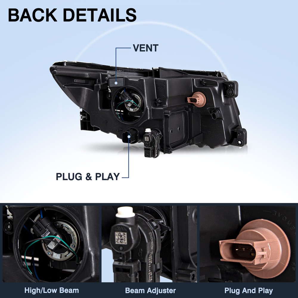 Halogen Model For 2011 2012 2013 2014 Ford Edge Black Headlight Headlamp Pair