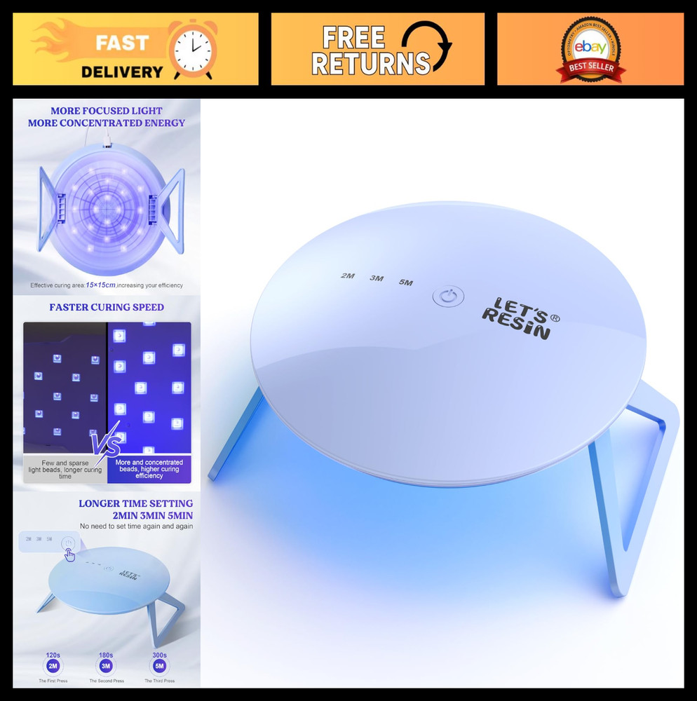 Portable UV Lamp for Resin Molds - Adjustable Timer, Larger Coverage, Foldable L