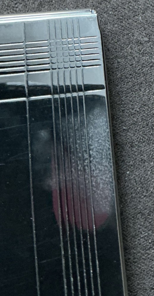 Vintage Silver Plate Business Card Case Etched Grid Front Design Unmarked