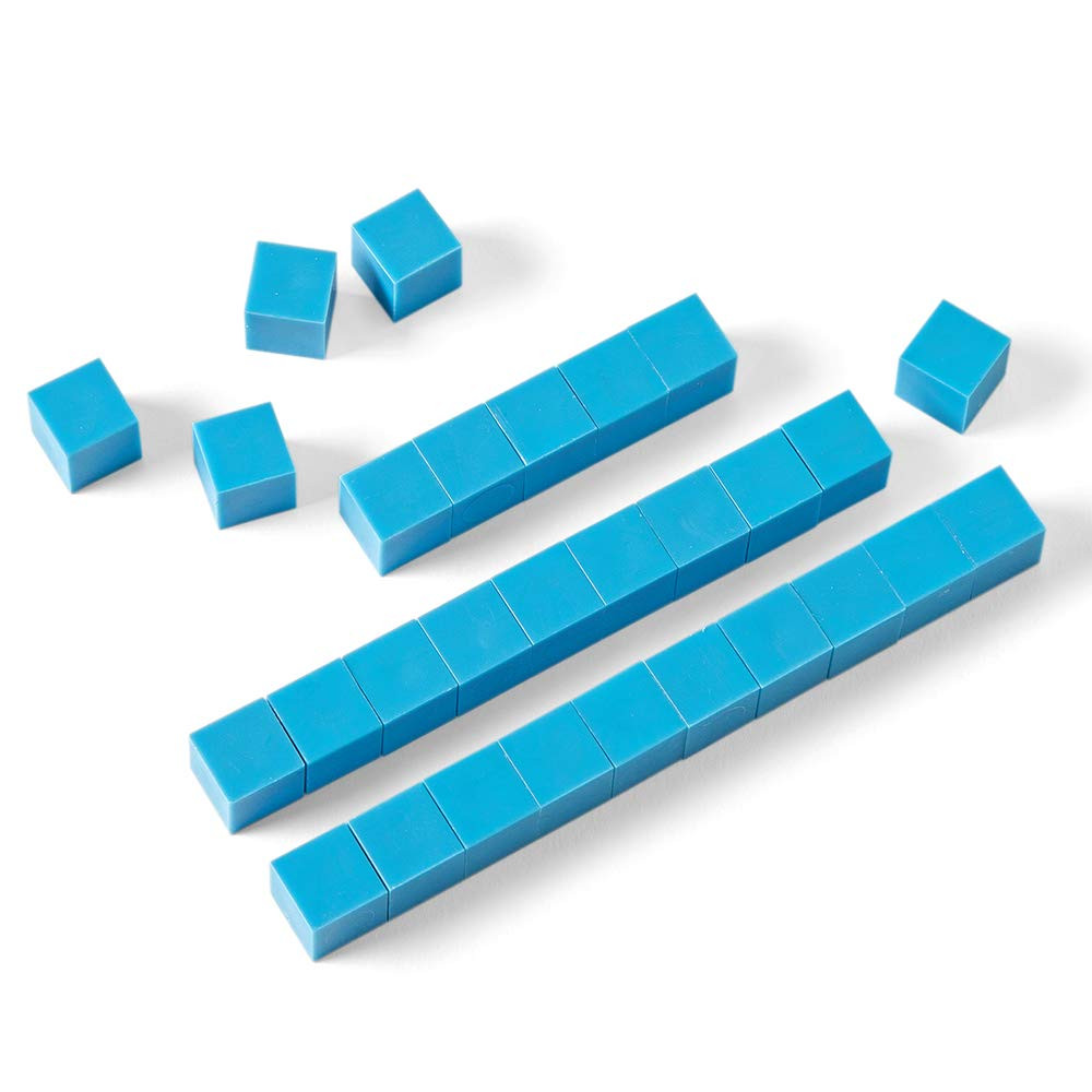 Blue Plastic Base Ten Unit Blocks, Place Value Blocks, Counting Cubes for Kids M