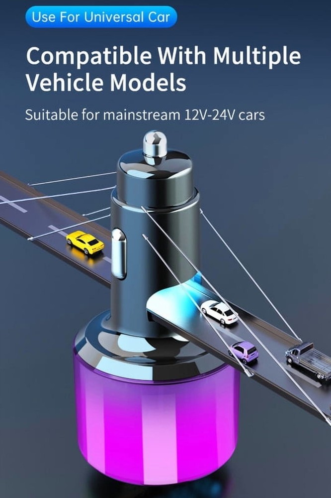 Bluetooth Car Kit: 5.3 FM Transmitter, 5 Color LED – PD 30W & QC 18W Charger