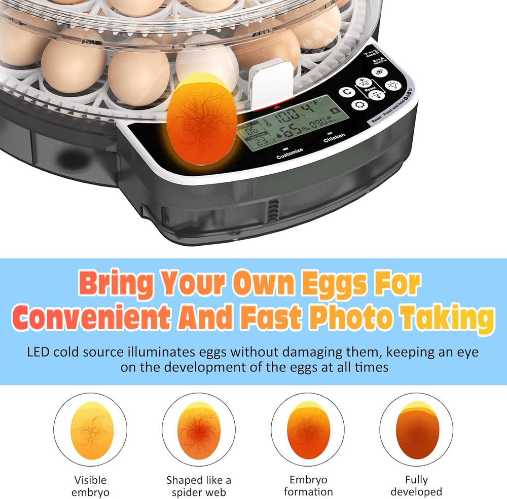 48 Incubators for Hatching Eggs, Egg Incubator with Automatic Egg Turning and Hu