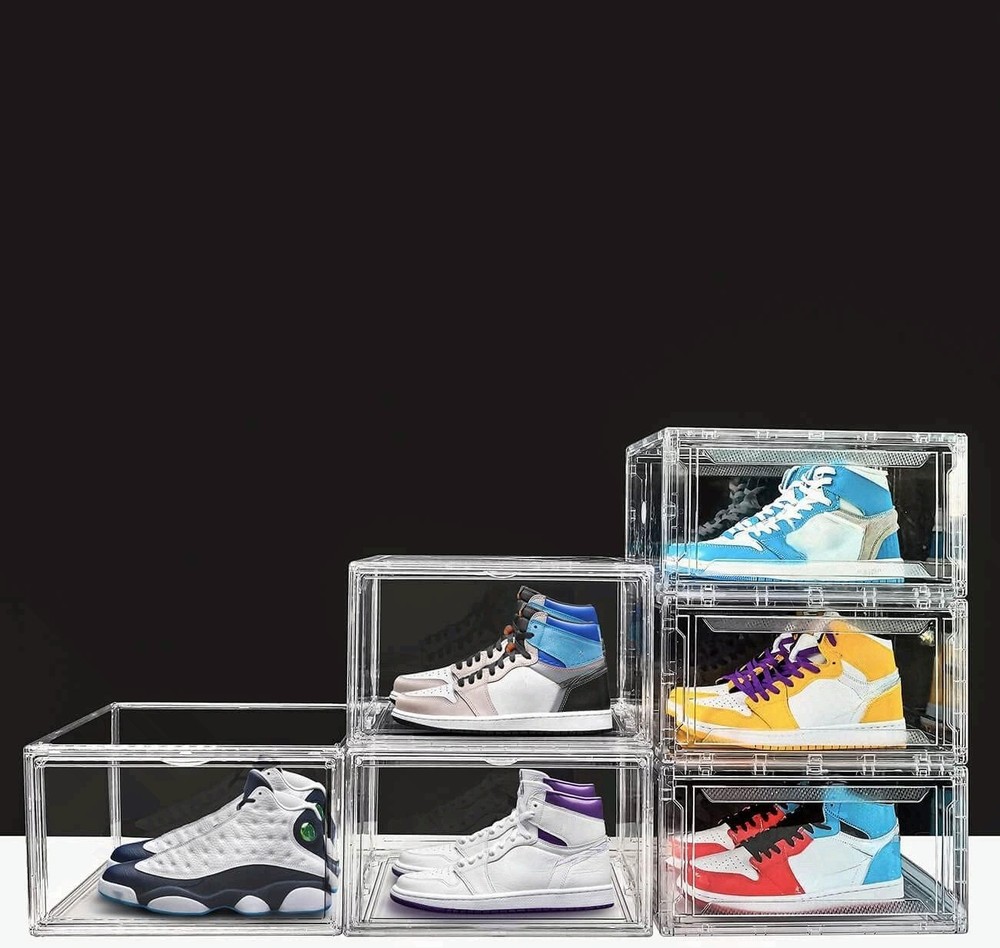 Shoe Boxes Clear Plastic Stackable 3 Pack Shoe Storage for Sneakerheads