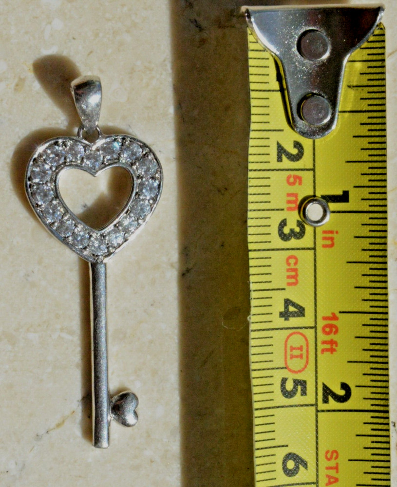 KEY 925" STERLING SOLID 925 SILVER STERLING PENDANT CHAIN NECKLACE CHAIN ​​RING