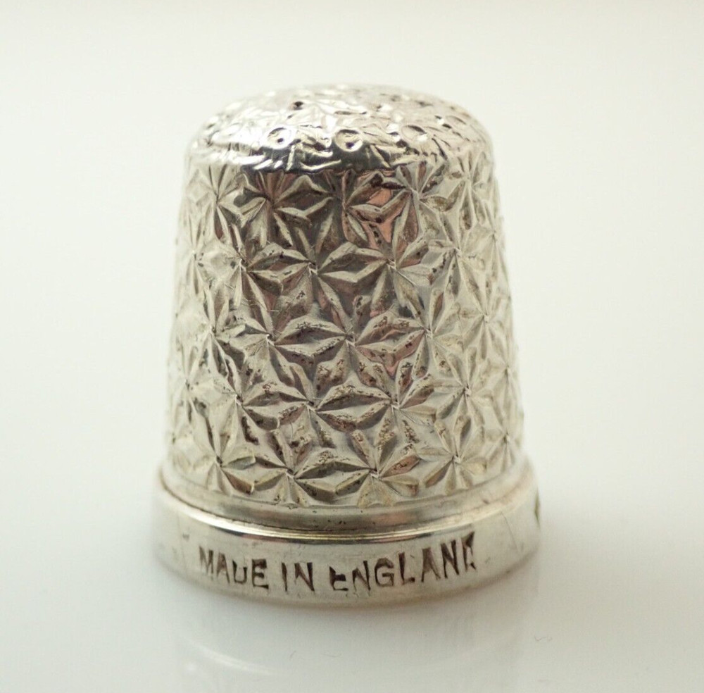 Antique England Signed E Hallmark Sterling Silver Pattern Sewing Thimble 18