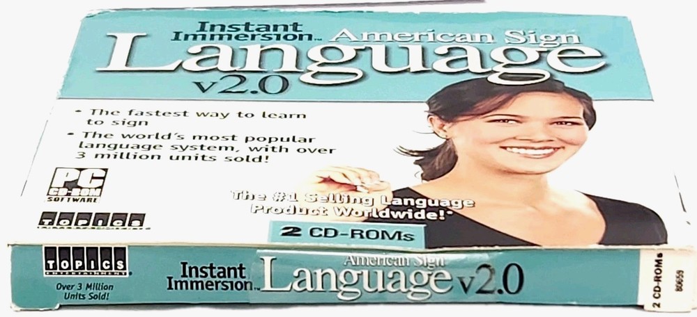 Instant Immersion American Sign Language v2.0, 2 PC CD-ROMs Software, Vtg 2005