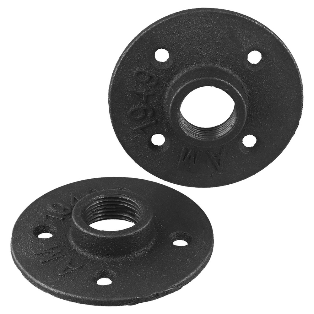 3/4 Black Painted Floor Flange with Threaded H 2 Pack Secure Installation
