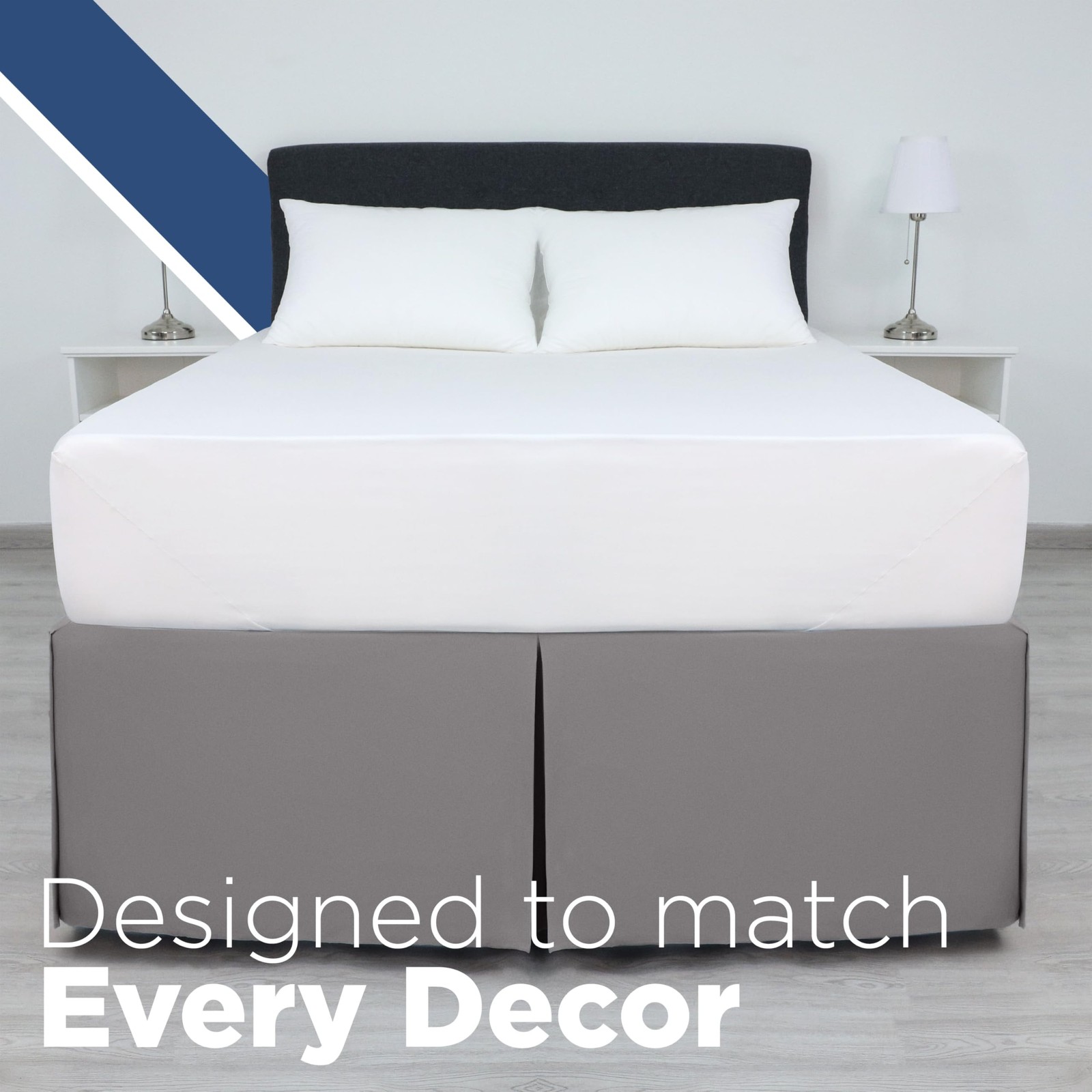 King Size 21” Bed Skirt - Pleated Bed Skirt - Easy Fit Bed Skirts - Microfibe...