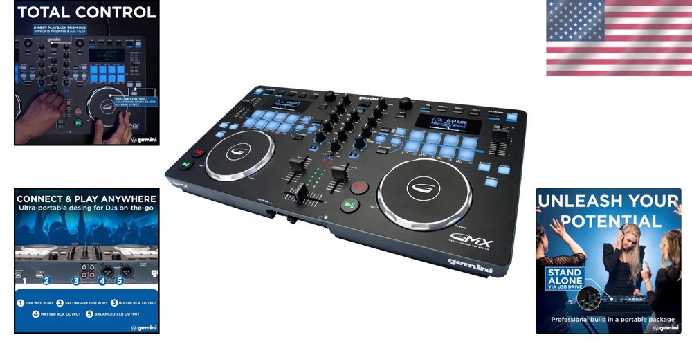 Professional Portable DJ Controller with Touch-Sensitive Jog Wheels & XLR Output