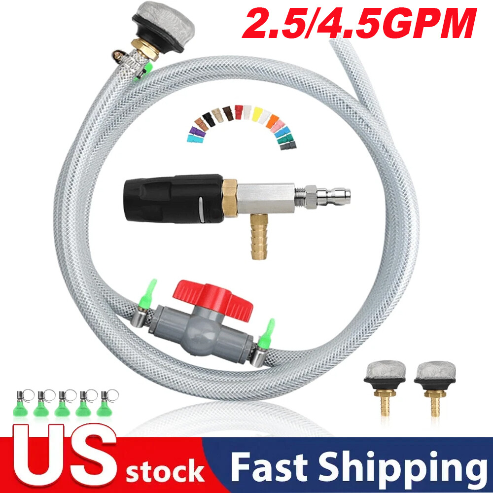 Adjustable Pressure Washer Long Range Nozzle Kit Downstream Injection 2.5/4.5GPM