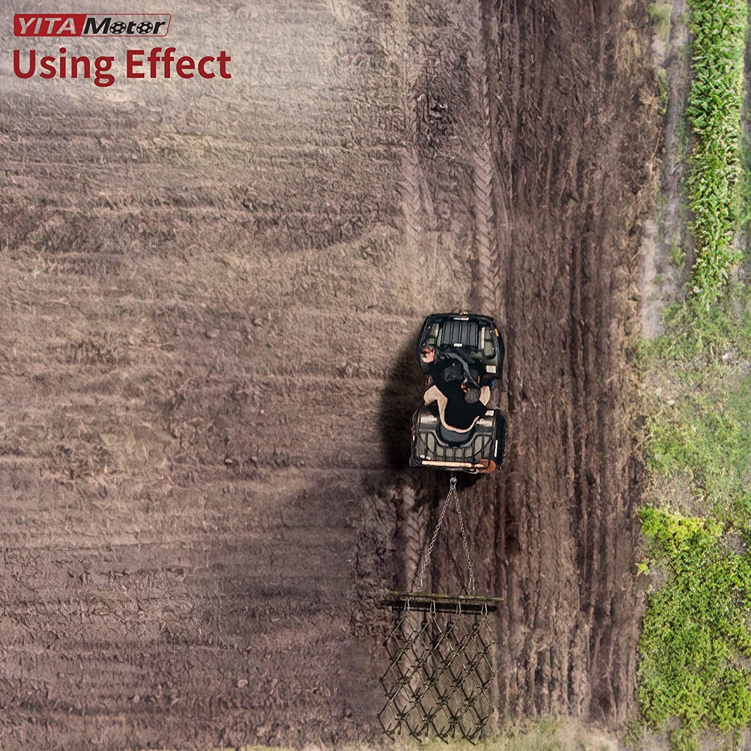 4FT X 4FT Heavy Duty Drag Harrow 3/8in Tines Chain for ATV UTV Leveling Grading