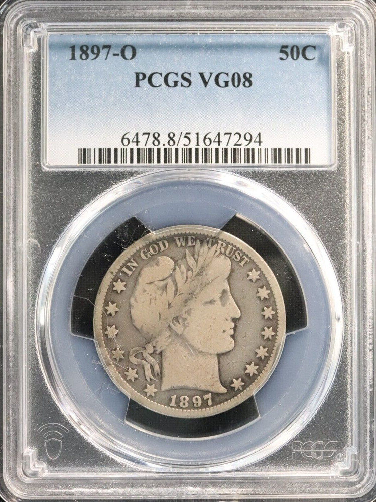 1897-O Barber Half Dollar PCGS Graded VG08!