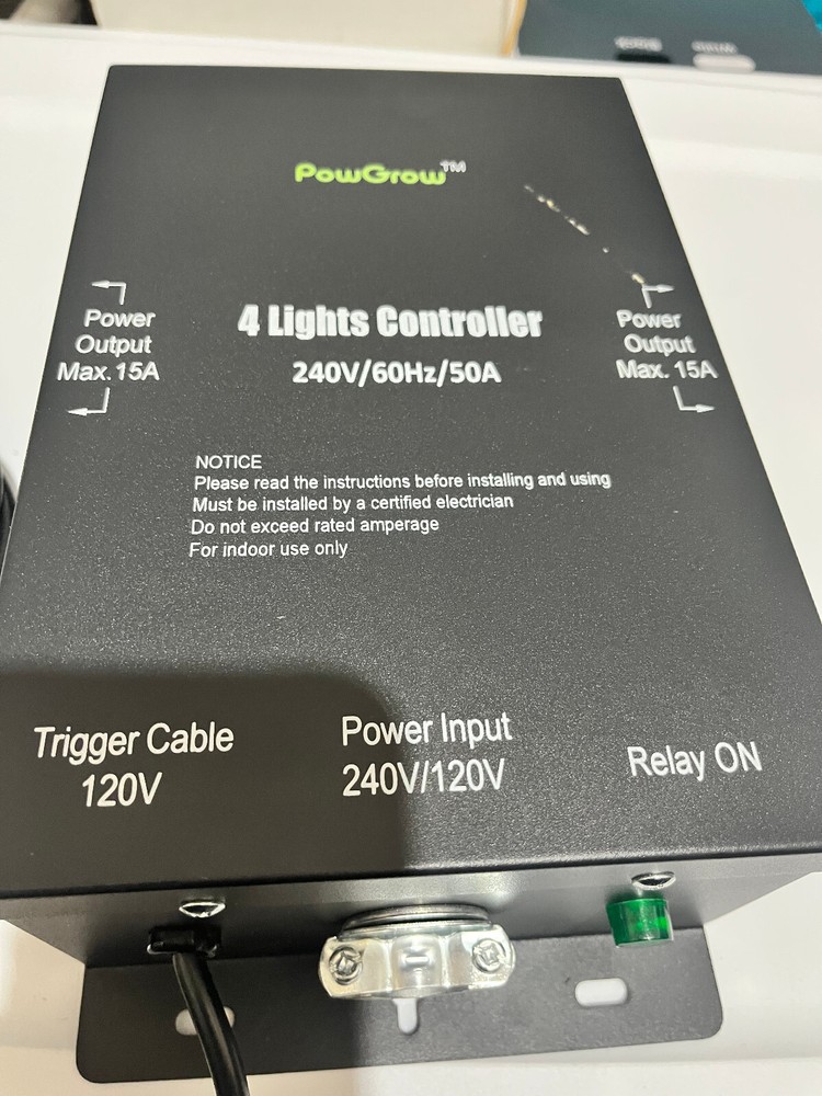 PowGrow 4-Light Relay Controller, 4-Light Controller with / Relay Trigger Cord
