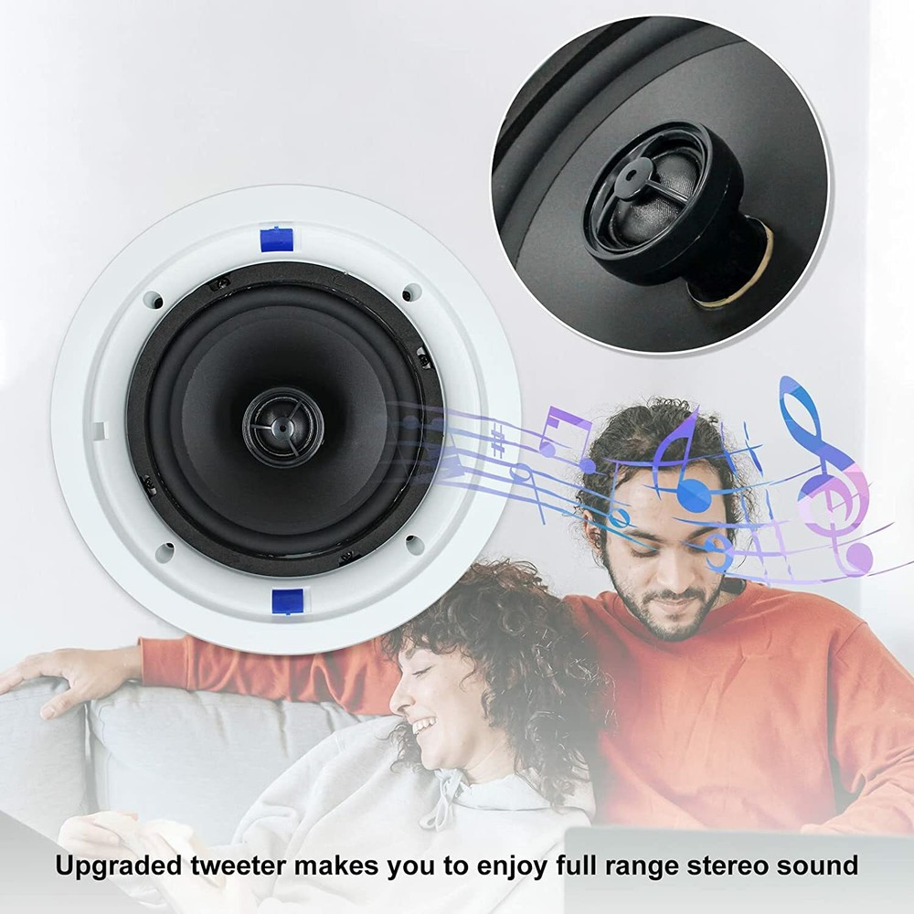 Herdio5.25"ceiling&in-wall Flush Mount Speakers Bluetooth Amplifier for Bedroom