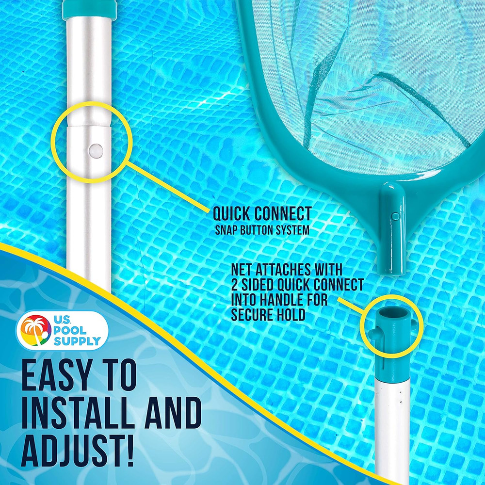 Swimming Pool 5 Foot Leaf Skimmer Net with 4 Aluminum Pole Sections