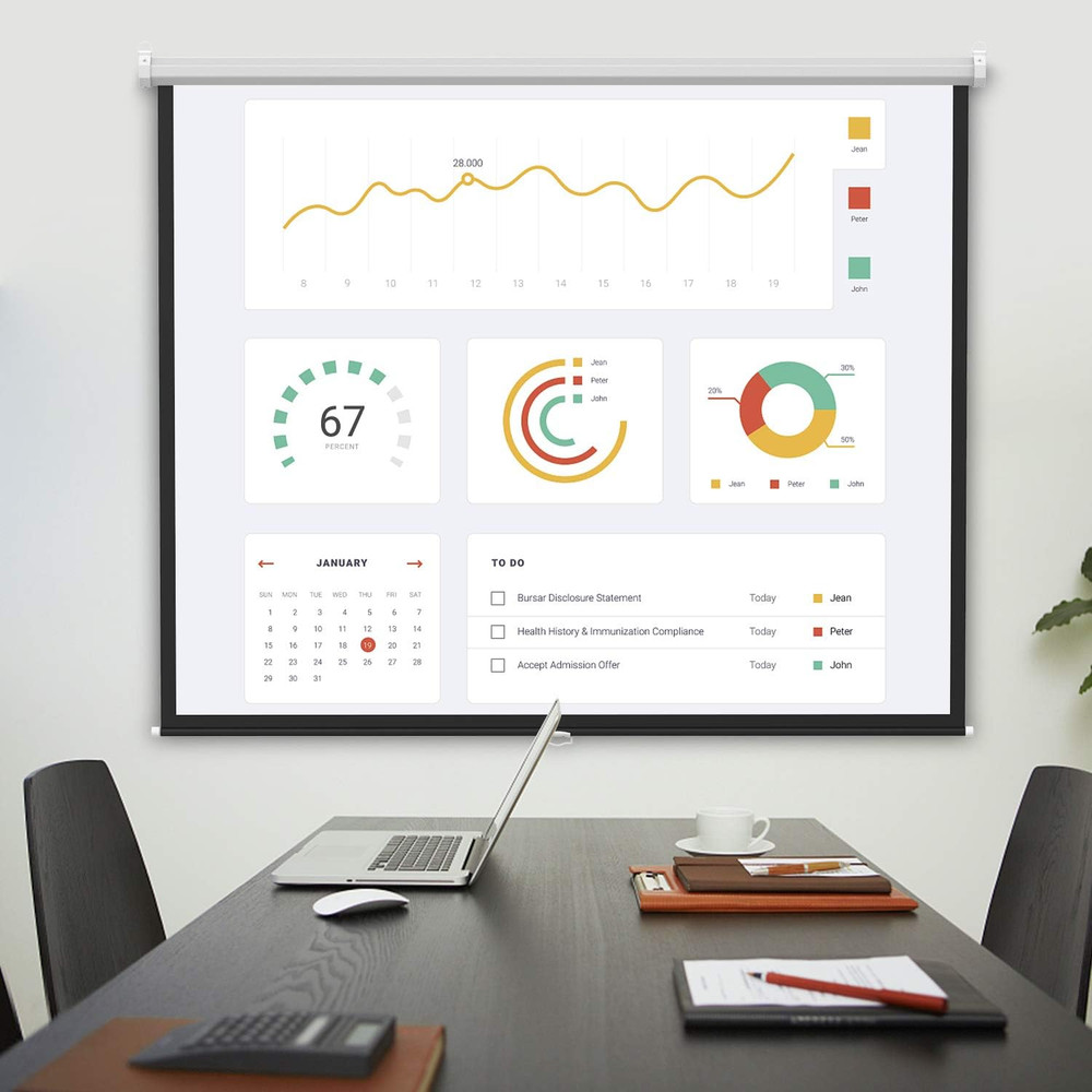 PERLESMITH 100 Inch Projector Screen Pull Down, 16:9 HD Retractable Rising Proje