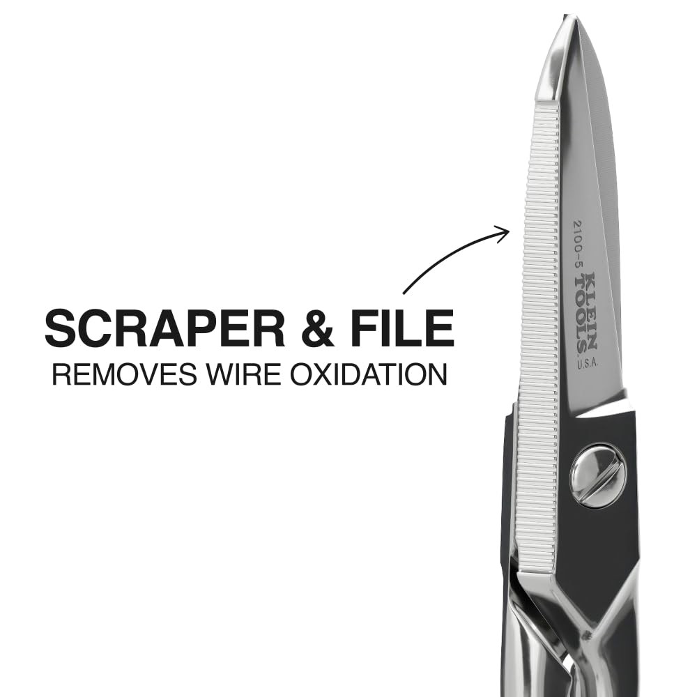 Klein Tools 2100-5 Electrician Scissors, Made in One Size, Silver Metallic
