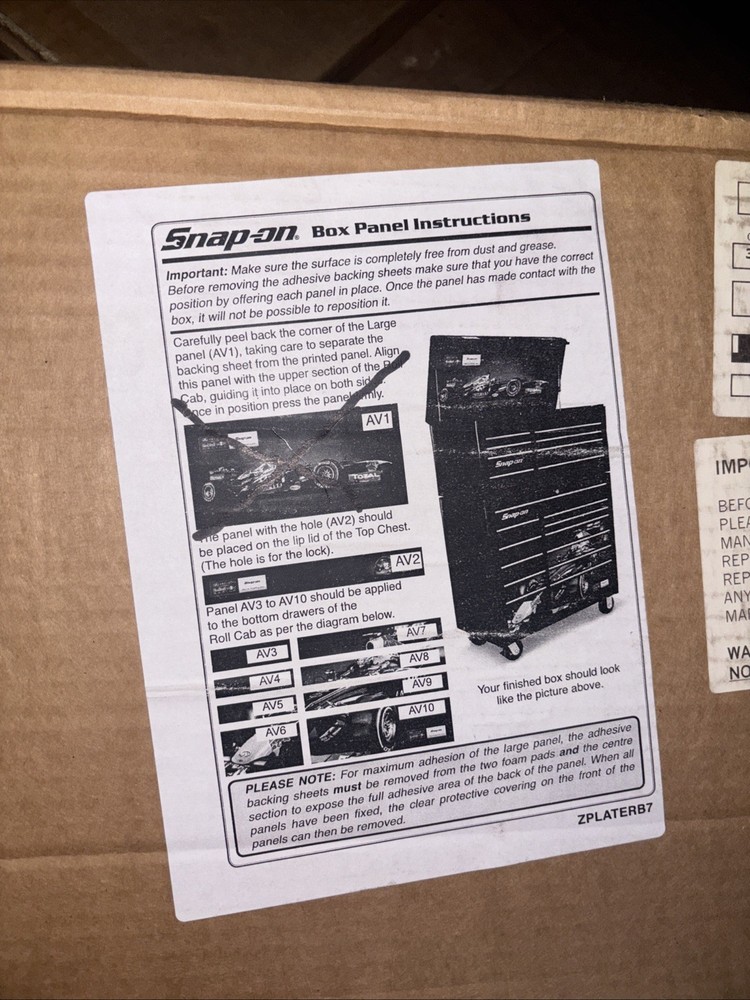 Decals Only ! Snap On Toolbox Roll Cab Chest 40" Stack Formula 1 Redbull Graphic