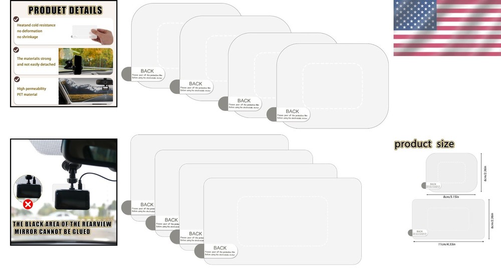 8Pcs Dashcam Windshield Sticke Clear Electrostatic Stickers Sticker Shield