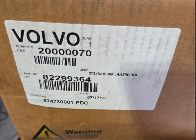 Hood Mount Mirror LH Black  82299364 VOLVO OEM