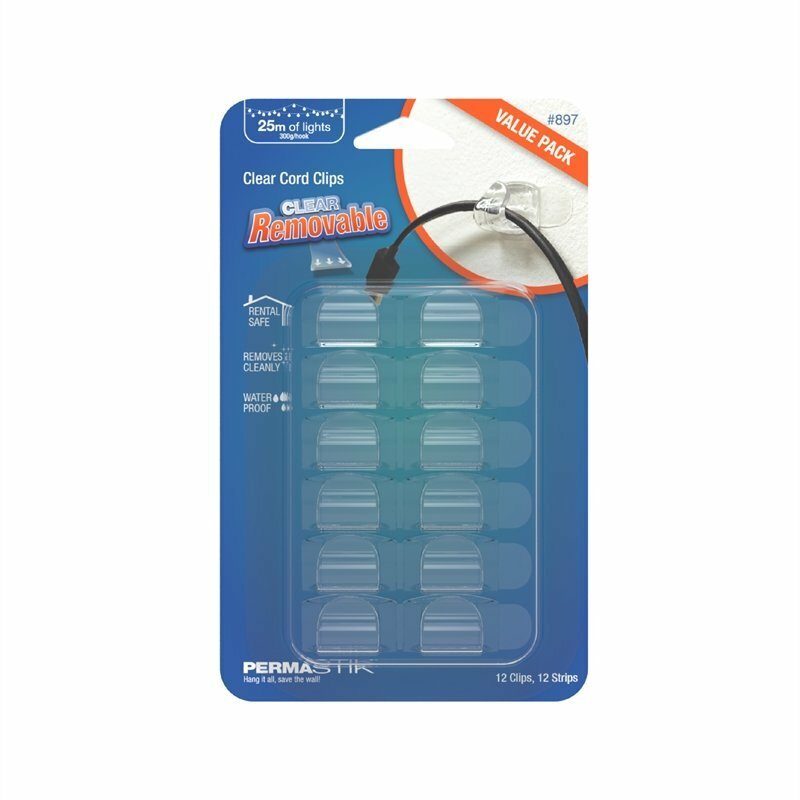 Permastik Clear Cord Clips - 12 Pack