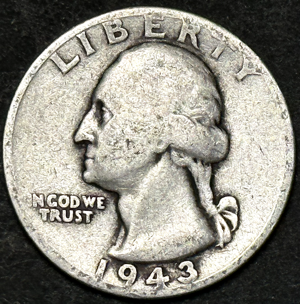 1943-P WASHINGTON SILVER QUARTER - EAGLE BACK - DETAILED OLD COIN